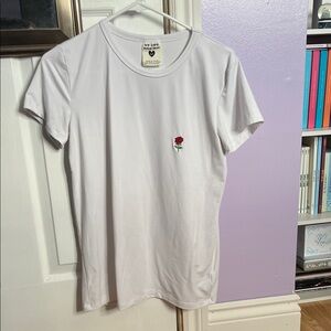 H&M White T-Shirt with Rose Embroidery